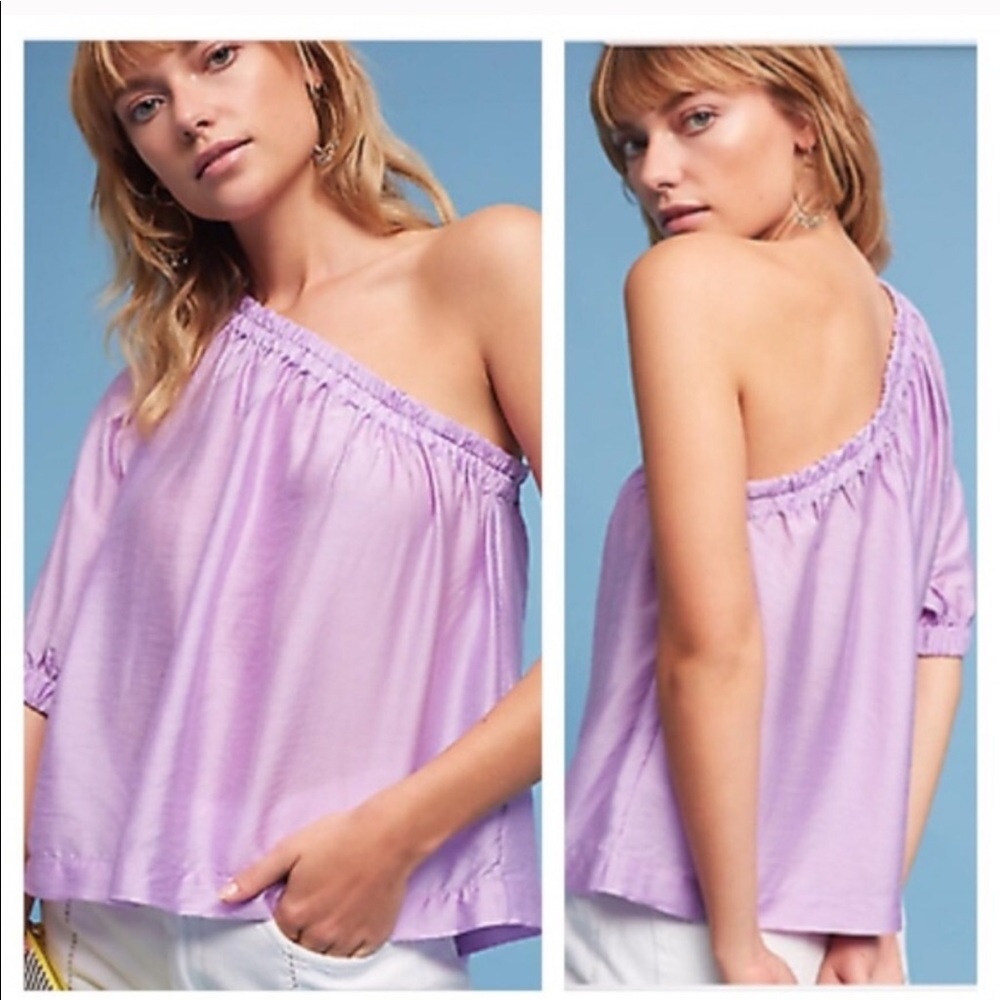 NWT Anthropologie Maeve purple one shoulder top SP